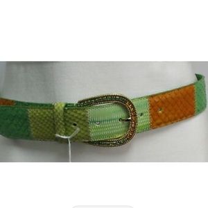 Nanni green and orange patterned belt